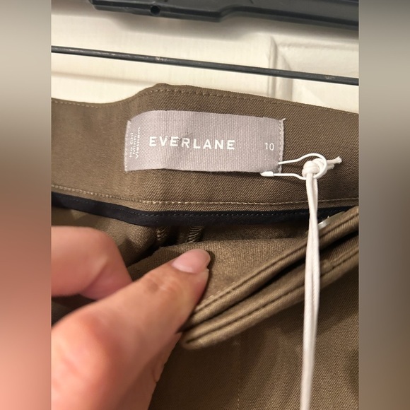 NWT 🆕 Everlane The Fixed Waist Stretch Cotton Work High Rise Pant Olive Green 10 - Picture 7 of 10